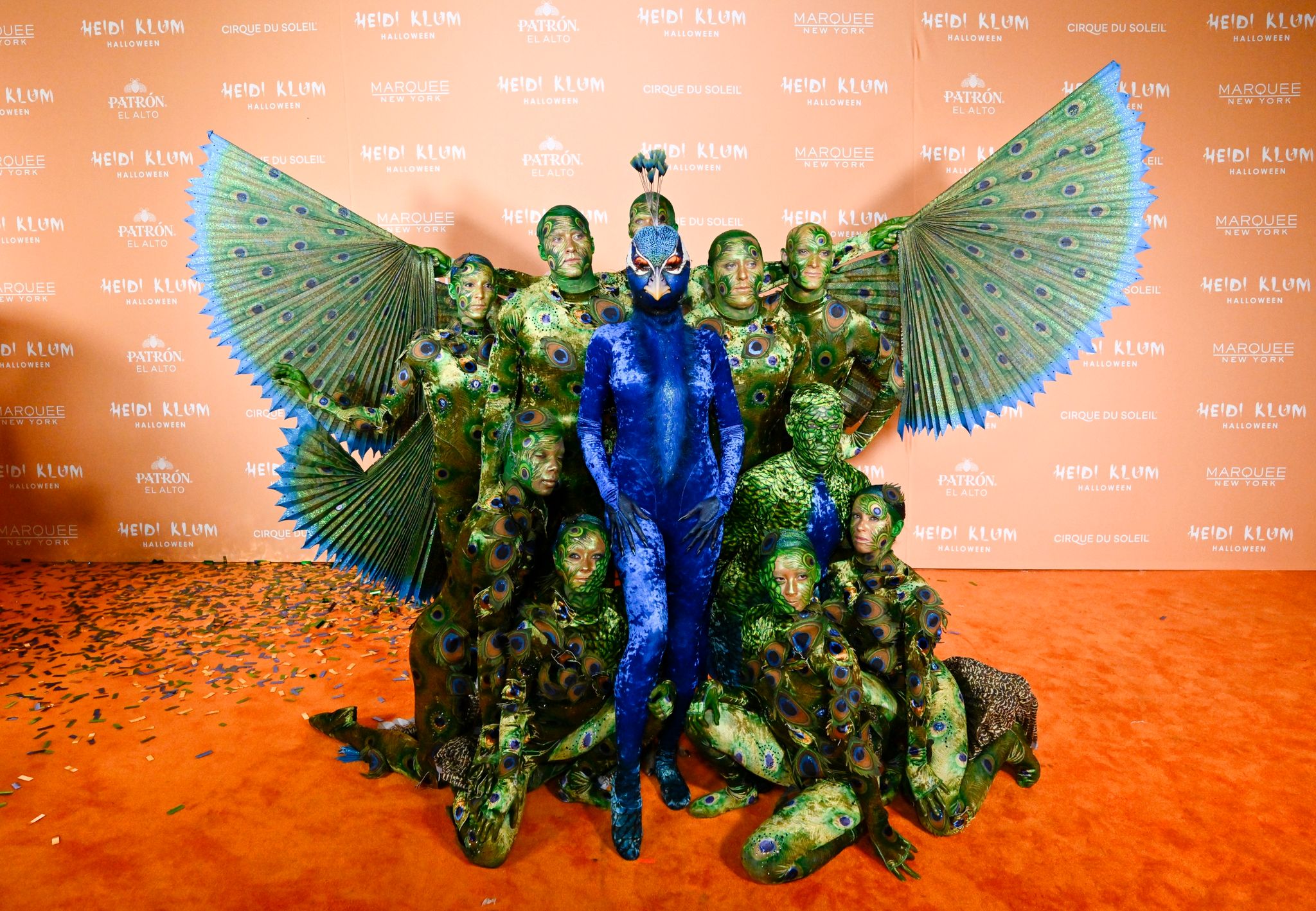 Halloween-Party: Heidi Klum als schillernder Pfau
